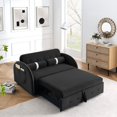 thumbnail image 1 of Convertible Sofa Sleeper, 55.5" Pull-out Sofa Bed with Adjsutable Backrest and 2 Lumbar Pillows, Modern Sofa Chair with Storage Side Pocket for Living Room Bedroom, Black, 1 of 7
