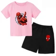 thumbnail image 5 of Conjunto de 2 piezas de camiseta y pantalones cortos con estampado de Spiderman de Marvel Avengers, ropa de verano para niños y niñas, traje informal de moda para adolescentes, 5 of 5