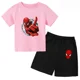 thumbnail image 5 of Conjunto de 2 piezas de camiseta y pantalones cortos con estampado de Spiderman de Marvel Avengers, ropa de verano para niños y niñas, traje informal de moda para adolescentes, 5 of 5