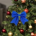 thumbnail image 4 of Kezqiaxn Christmas Tree Decorations Clearance, Christmas Bows Outdoor Decorations, Velvet Wreath Bow with Glitter for Xmas Tree Topper Home Front Door Decor Blue, 4 of 6