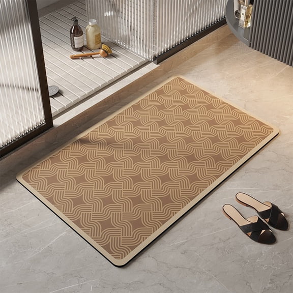 Thin Bath Mat -24"x 16" Super Absorbent Quick Dry Thin Bathroom Rugs Fit Under Door, Non Slip Rubber Backed Mat Washable Bathroom Floor Mats for Shower Room,Sink
