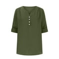thumbnail image 4 of Xunlbb Womens Tops Women Shirts Summer Women's Summer Long Sleeve Zip Casual Tunic V-Neck Rollable Blouse Tops, S-2XL, 4 of 8