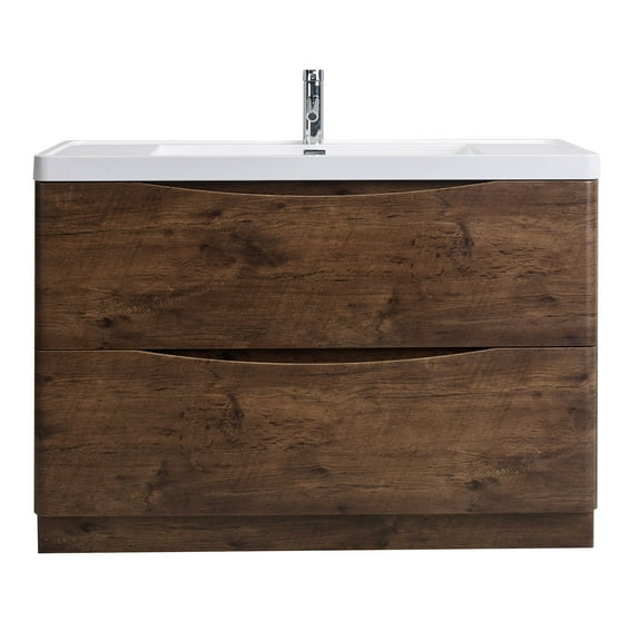Eviva Smile 48" Rosewood Freestanding Modern Bathroom Vanity w/ White Integrated Top