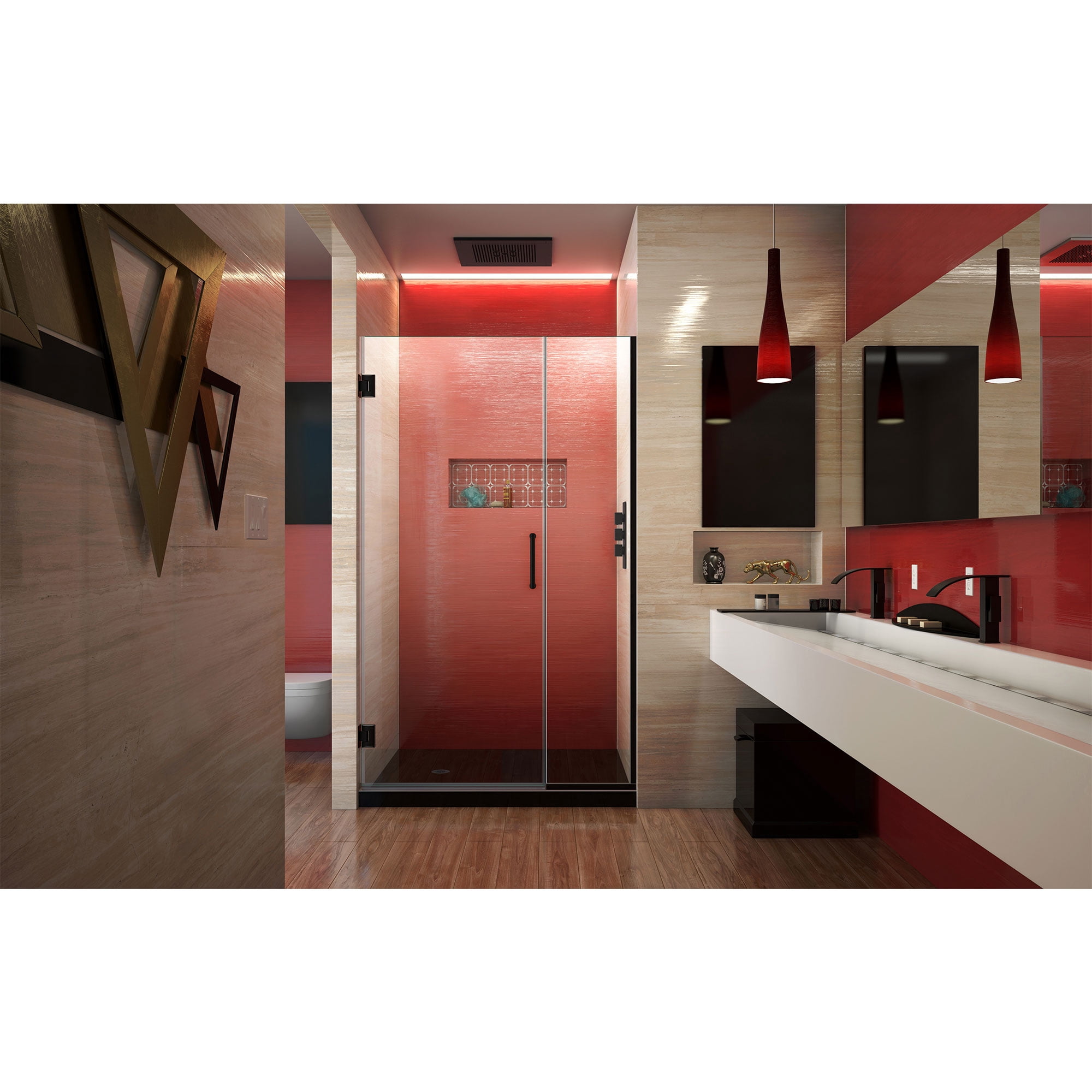 DreamLine Unidoor Plus 39-39 1/2 in. W x 72 in. H Frameless Hinged Shower Door in Satin Black