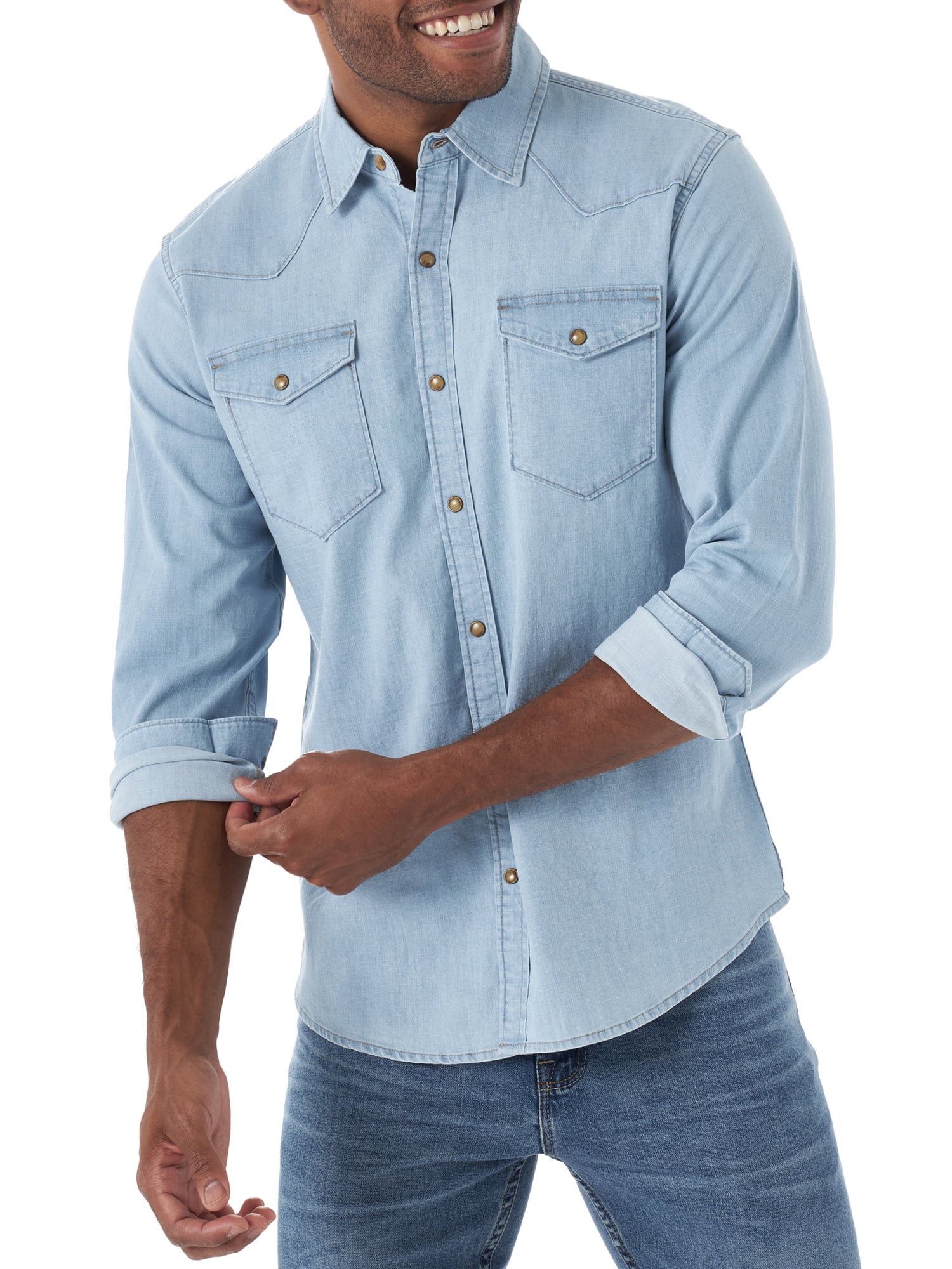 Stretch Long Sleeve Denim Shirt 