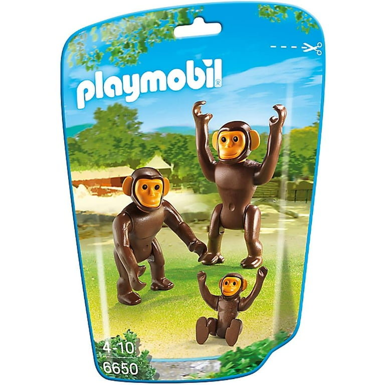 PLAYMOBIL Chimpanzee Family Set, Includes 2 Adult and 1 Baby Chimp