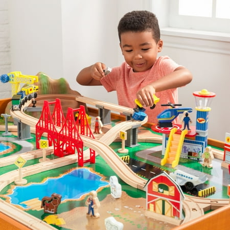 Kidkraft Ride Around Town Train Set Table With 100 Accessories Included