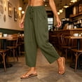 thumbnail image 5 of Oiangi Cropped Barrel Pants for Women Elastic Waist Drawstring Ruched Pant Fall Casual Beach Travel Trousers with Pockets Army Green 3XL, 5 of 8