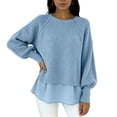 thumbnail image 4 of Women's Top Long Sleeve Round Neck Solid Oversized Loose Ribbed Hem Knitted Sweater, 4 of 5