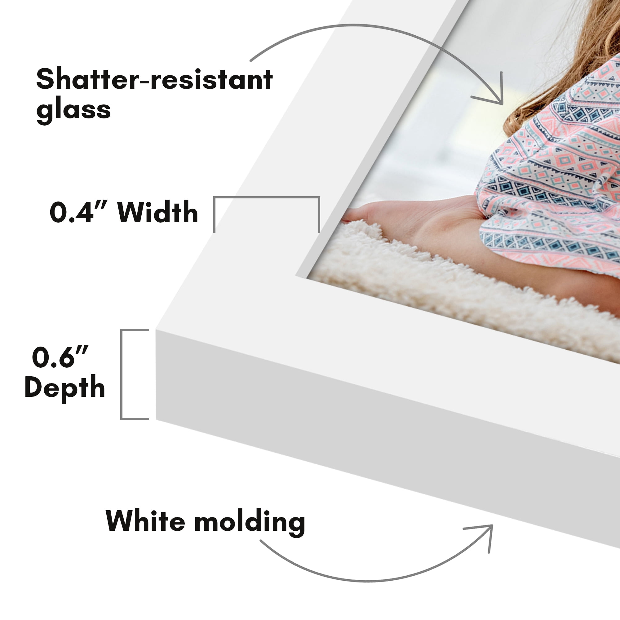 Americanflat 4x6 Picture Frame with Shatter-Resistant Glass Streamline Collection Thin Border Photo - White