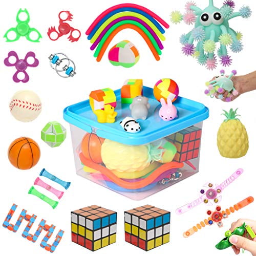Kids ADHD Anxiety Toya Stuff Pop Autistic Sensory Stress Fijet Box 20 Packs Fidget Toy Pack Popitz it Fidgettoys Kit Teen Bulk Cheap Mini Figetget Satisfying Set Full Figit Things in Them