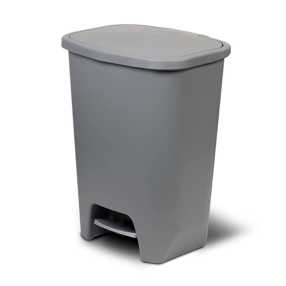 Librala Kitchen Trash Can | Large Plastic Waste Bin with Odor Protection of Lid | Hands Free with Step On Foot Pedal and Garbage Bag Rings, 20 Gallon, Grey