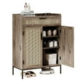 thumbnail image 1 of Toytexx Armoire de Rangement Grise avec Portes en Rotin, Tiroir et Tablettes Ajustables pour Entrée, 1 of 5