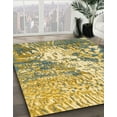 thumbnail image 3 of Ahgly Company Machine Washable Indoor Round Abstract Chrome Gold Yellow Area Rugs, 5' Round, 3 of 7