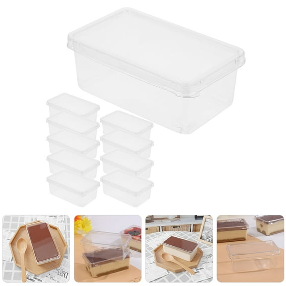 ETEREAUTY 10pcs Transparent Box Tiramisus Pet Containers for Food