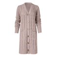 thumbnail image 3 of Long Cardigan Sweaters for Women 2025 Fall Winter Long Sleeve Cable Knit Open Front Button Sweater with Pockets, 3 of 8