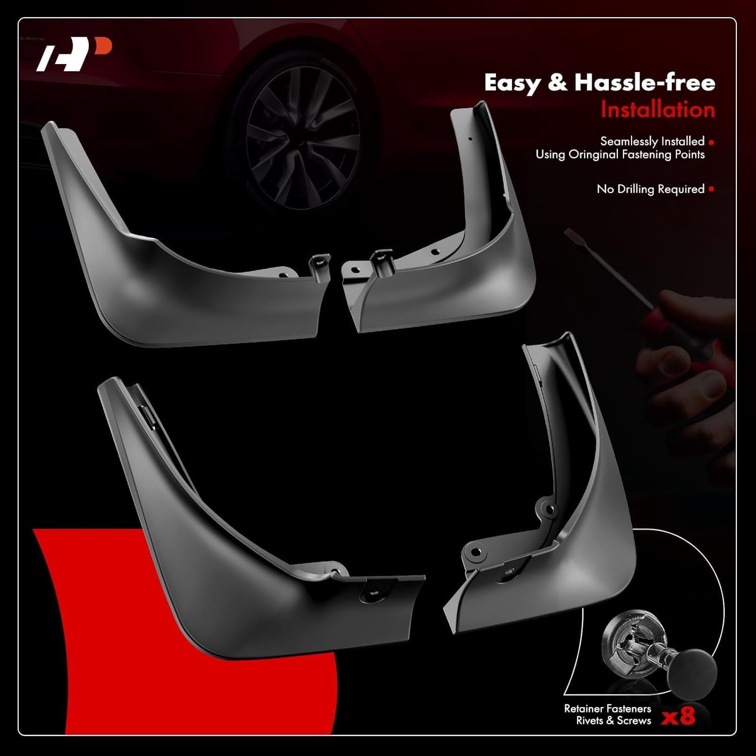 A-Premium 4 Pcs Mud Flaps Splash Guards Fender Mudguard Compatible with Tesla Model Y 2020 2021 Front and Rear