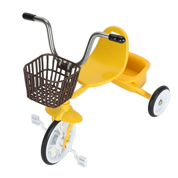 Estatua De Triciclo En Miniatura De Metal, Modelo De Bicicleta De Tres Ruedas Con Neumáticos De Goma, Artesanía Exquisita, Adorno De Juguete De Triciclo Realista Para Estante