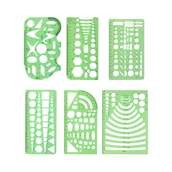 Seitruly Juego de plantillas de 6 uds., escalas transparentes universales de plástico, plantilla de medición de dibujo de arquitectura, accesorio de Kits de experimentos de química Tipo 1