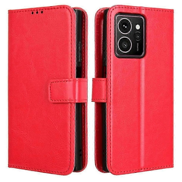 Funda tipo cartera para teléfono HMD Skyline con textura de caballo loco, de piel sintética, color negro s2024121260