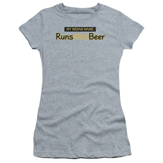 - Runs With Beer - Juniors Teen Girls Cap Sleeve Shirt - Small