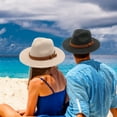 thumbnail image 3 of Summer Beach Straw Hat Jazz Panama Trilby Fedora Hat Gangster Cap,UV Protection Unisex, 3 of 8