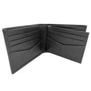 George Mens Genuine Milled Leather Bifold Wallet with Wing, Black, RFID Protected