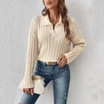 thumbnail image 4 of Suéteres de Punto para Mujer, Suéteres de Larga con Cuello en V, Camisetas Casuales, Conjuntos de Moda de Otoño Albaricoque M, 4 of 7