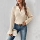 thumbnail image 4 of Suéteres de Punto para Mujer, Suéteres de Larga con Cuello en V, Camisetas Casuales, Conjuntos de Moda de Otoño Albaricoque M, 4 of 7