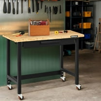 Topcobe Mobile Workbench with Lockable Casters for Home Work Use, Tool Workbench for Workshop, Office, Garage, Home