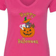 thumbnail image 4 of Inktastic Happy Halloween Kittens in Pumpkin Women's V-Neck T-Shirt, 4 of 5