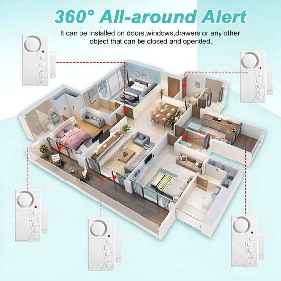 GJX 4 In1 Freezer Door Alarm for Security Alarm 108 Db Loud Alarm Door Opening