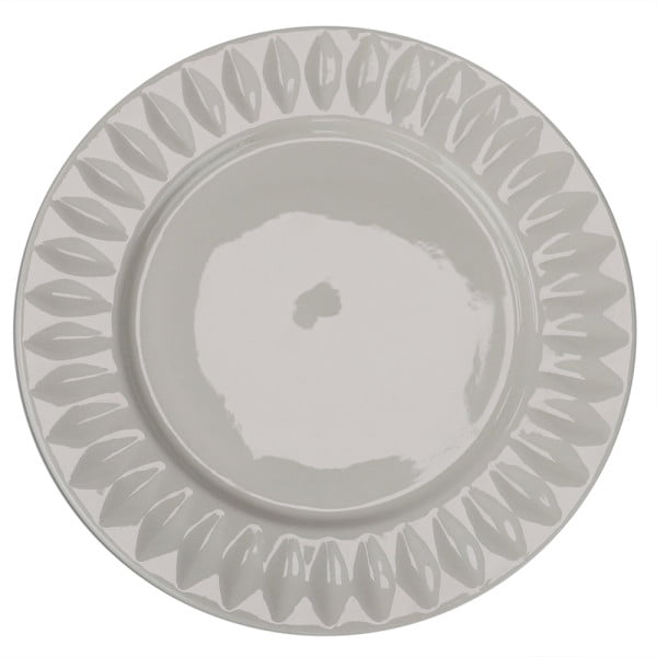 Embossed Circle 10.5" Ceramic Dinner Plate, White