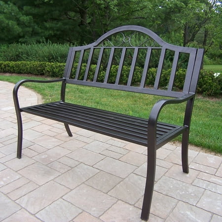 Oakland Living Rochester Tubular Outdoor Iron Bench - Hammer Tone Bronze Finish