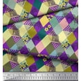 thumbnail image 3 of Soimoi Poly Georgette Fabric Leopard & Argyle Patchwork Printed Fabric 1 Yard 42 Inch Wide, 3 of 3