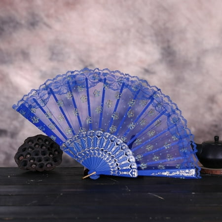 

TANGNADE Best Chinese Style Dance Wedding Party Lace Silk Folding Hand Held Flower Fan
