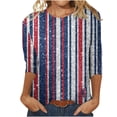 thumbnail image 2 of Hauts d'Été pour Femmes 2023 Mode Féminine Manches Courtes Col Rond Rétro Imprimé Ample Blouse Manches Trois-Quarts Bohème Grande Taille T-Shirt pour Femmes, 2 of 4
