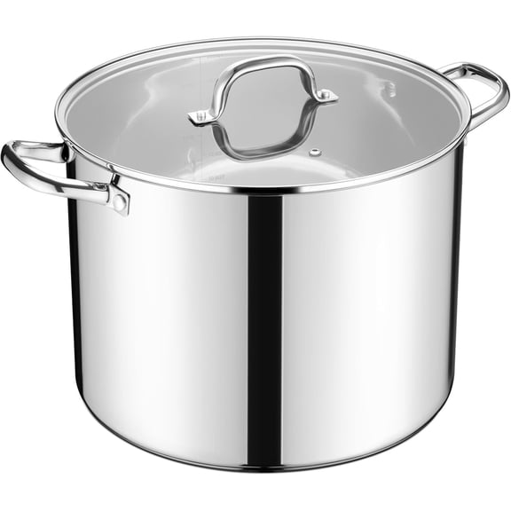 20 Qt Large Stock Pot,Stainless Steel Stockpot with Lid for Boiling Cooking Soup Stew Canning,
