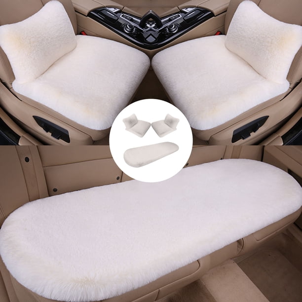 5 Sets Car Front Seat Cushion Soft Warm Faux Winter Auto Seat Cover Plush Vehicle Seat Protector Pad With Non-Slip Backing Car Accessories