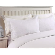 MarCielo 2-Piece Embroidered Pillow Shams, King Decorative Microfiber Pillow Shams Set, King Size (White)