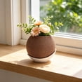 thumbnail image 6 of Woven Textured Two-Tone Small Flower Pot Decorative Bonsai Planter With Saucer For Living Room Home Desk, 6 of 6