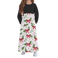 thumbnail image 4 of EGNMCR Longues Robe à Manches à Col Rond pour Filles, Robe de Noël Imprimée à Manches Longues à Col Rond avec Poches, Jupe Longue Décontractée pour Adultes, Robe en polyester pour Fille, 4 of 5