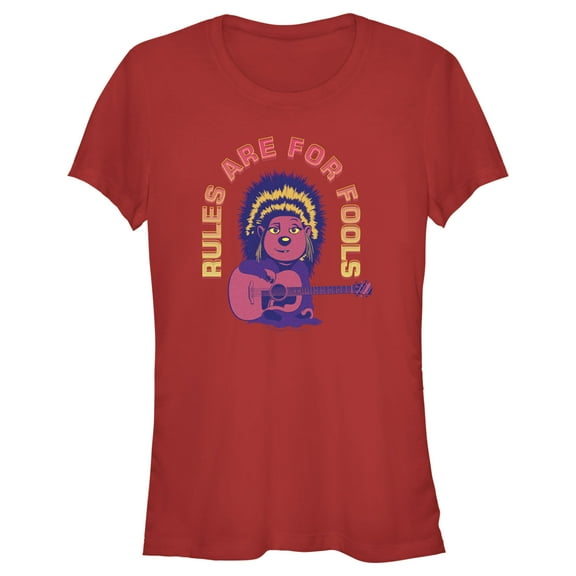 Junior's Sing 2 Ash Rules Are for Fools  Graphic Tee Red Medium