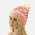 thumbnail image 2 of Riforla Women Sequin Hat Warm Solid Knit Hat Removable Hairball Wool Hat Bomber Hats PK1 M, 2 of 4