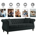 thumbnail image 6 of Mid-Century 80"L Couch, 3-Seat Couches and Sofas, Upholstered Sofa with Thicked Cushions, Modern Sofa with Wood Legs, Heavy Duty Couch Furniture for Home Living Room, 80"L x 29"W x 30"H, Black, 6 of 10