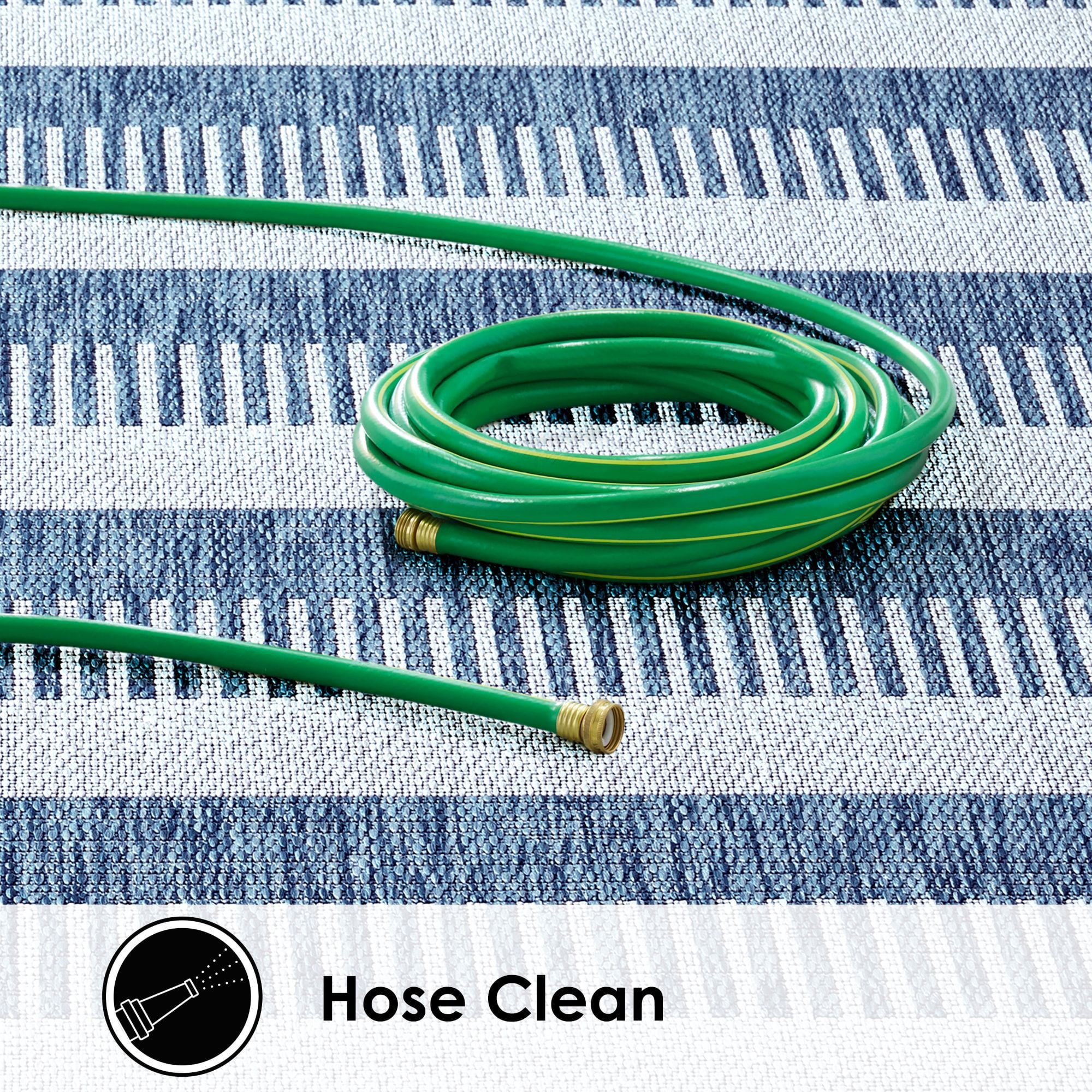 Nicole Miller New York Patio Country Charlotte Modern Striped Indoor/Outdoor Area Rug, Aqua/Ivory , 5'2"x7'2"