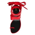 thumbnail image 4 of YDN Women Fashion Ring Toe Ankle Wrap Sandals Wide Strap Lace Up Low Heels Chic Party Dressy Summer Shoes Size 10 Red, 4 of 4