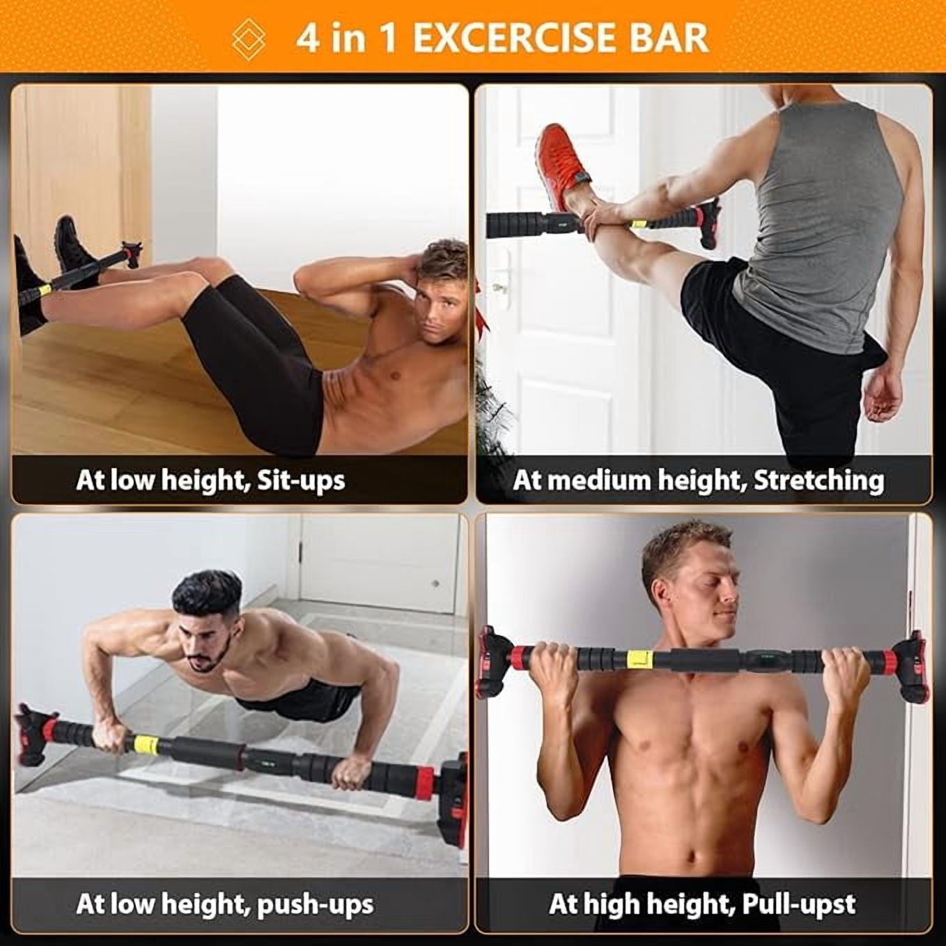 Pull Up Bar for Doorway, Strength Training Pull-up Bars, No Screws, No Installation Required, Max Load 440 LBS Chin Up Bar With Level Meter and Adjustable Width for Home Gym Upper Body Workout