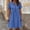 Blue, variant on Dolkfu Short Sleeve Women'S Fall&Winter Dresses Black Mid-Length V-Neck Fashion Dresses Vintage Finish Regular Solid Fit & Flare Dresses Black,L