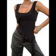 thumbnail image 3 of Top Corto Y2K para Mujer, para Salir, de Verano, Sin Mangas, Asimétrico, de , Ajustado, para Fiesta. Negro XL, 3 of 7